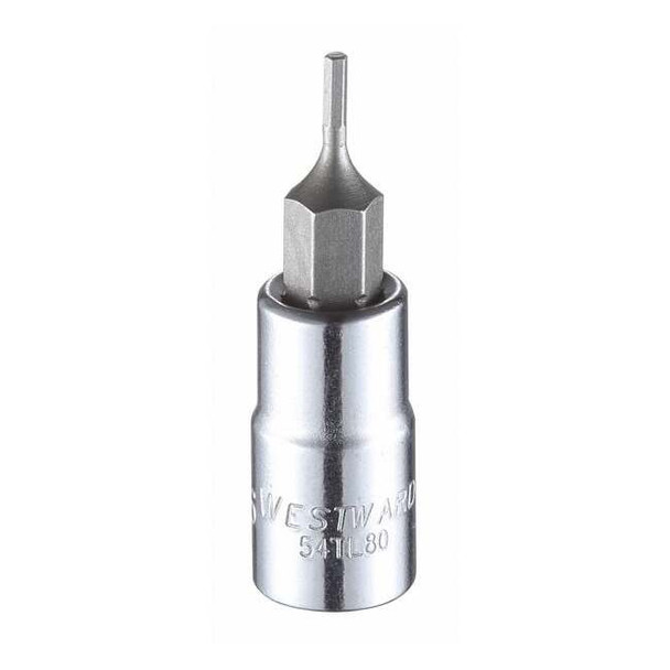 Westward 1/4 in Drive Hex Socket Bit SAE 1/16 in Tip, 1 1/2 in L 54TL80