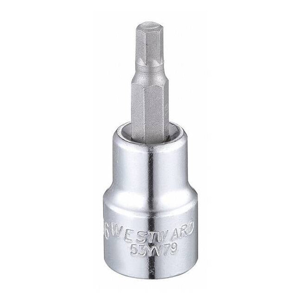 Westward 3/8 in Drive Hex Socket Bit SAE 3/16 in Tip, 1 3/4 in L 53YV79