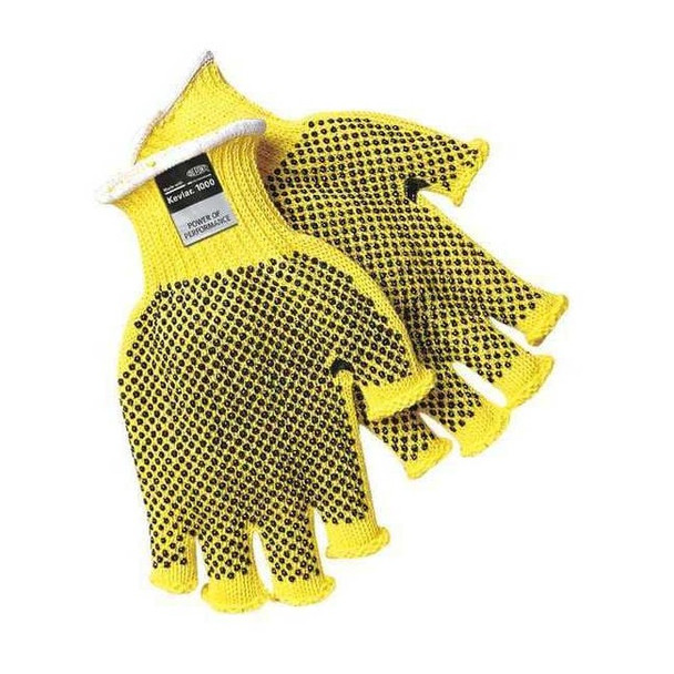 Cut-Resistant Fingerless Coated Gloves, Cut Level A3 ,PVC ,Dotted ,L 1 PR