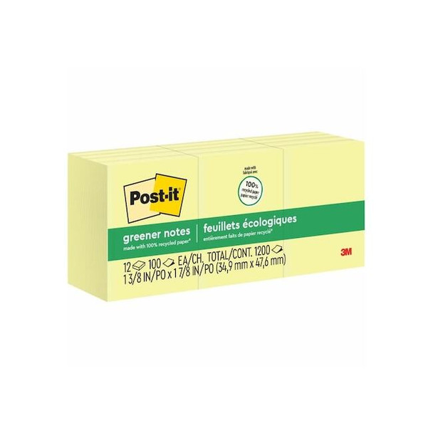 3m Post-It Notes, 2inx1.5in,Canary Yellow 653RP Pack of 36