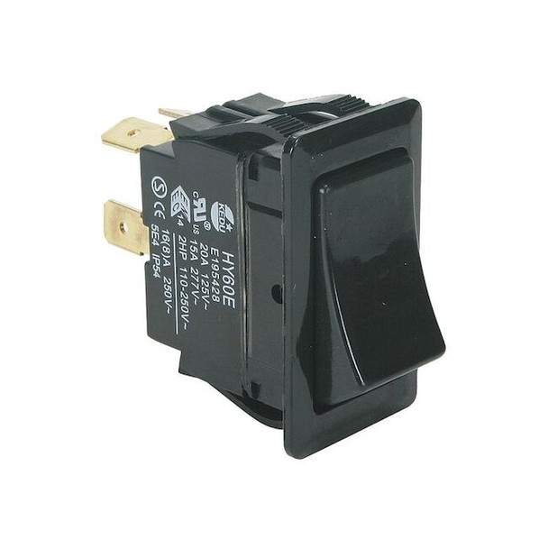 Rocker Switch, Non-Illuminated, Black, On/Off, DPST, Quick Connect Tab Terminal
