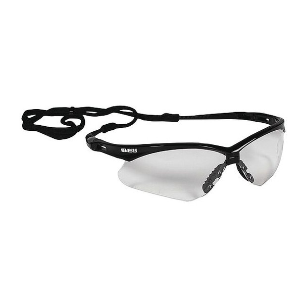 V30 Nemesis Safety Glasses, Anti-Scratch, Wraparound, Black Frame, Clear Lens