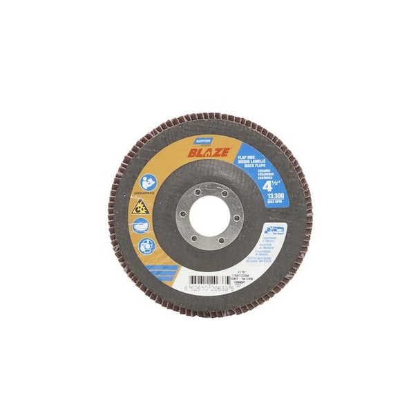 Norton Abrasives Flap Disc,Ceramic,Type 27,4 1/2" dia 66261020633 Pack of 10