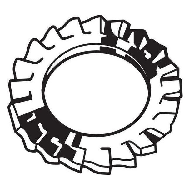External Tooth Lock Washer, For Screw Size M10 Steel, Zinc Plated Finish, 100 PK