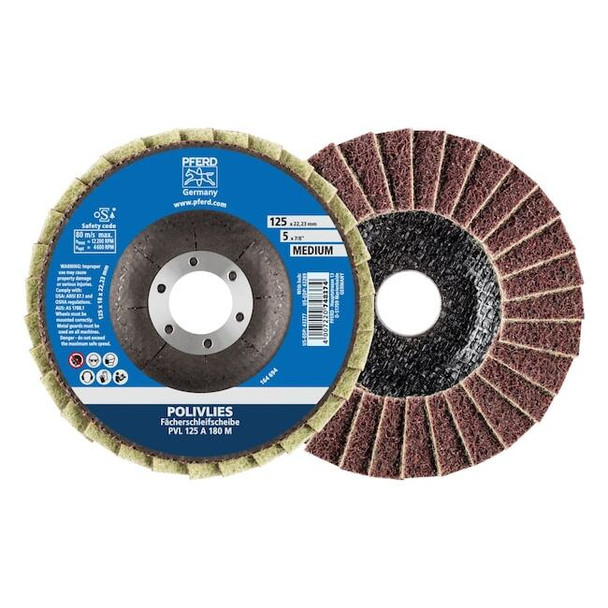 5" POLIVLIES Non-Woven Flap Disc - 7/8" Arbor Hole - Medium Grade Pack of 5