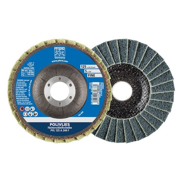 5" POLIVLIES Non-Woven Flap Disc - 7/8" Arbor Hole - Fine Grade Pack of 5