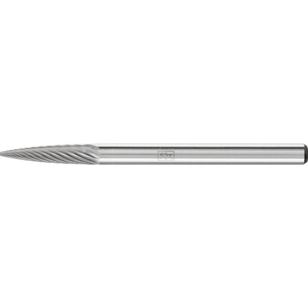 Carbide Bur - Tree Shape (Pointed), SGL Cut - 1/8" x 3/8" x 1/8" Shank - SG-43