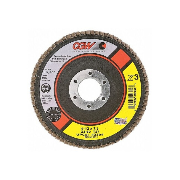 Cgw Abrasives Flap Disc,60 Grit,Poly-Cotton 42304 Pack of 10