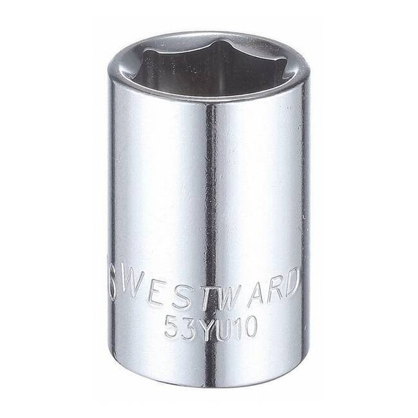 WESTWARD 1/2 in Drive, 11/16" Hex SAE Socket, 6 Points,  Steel, Chrome, 11/16 in