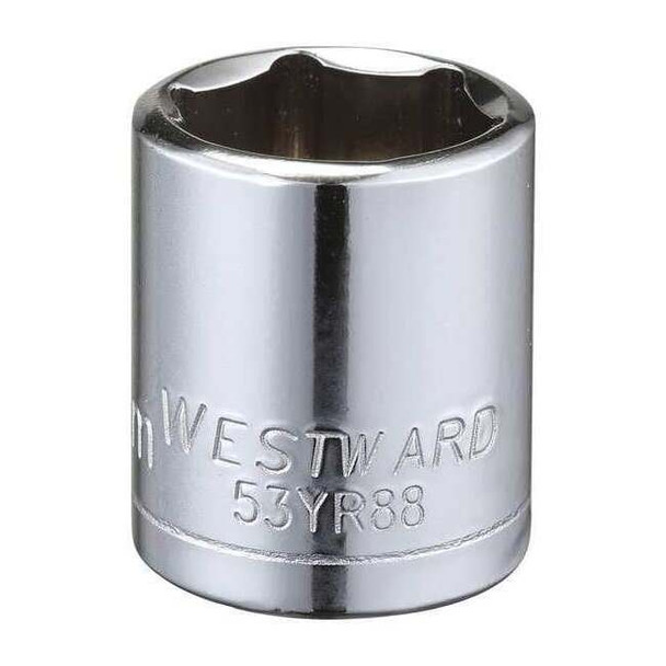 WESTWARD 3/8 in Drive, 16mm Hex Metric, Socket, 6 Points,  Steel, Chrome, 16 mm