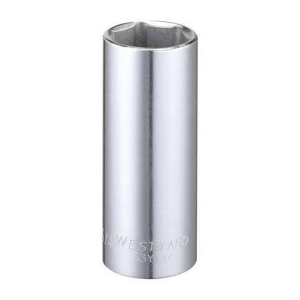 WESTWARD 3/8 in Drive, 3/4" Hex SAE, Socket, 6 Points,  Steel, Chrome, 3/4 in