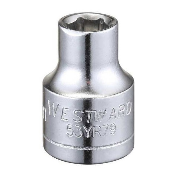 WESTWARD 3/8 in Drive, 7mm Hex Metric, Socket, 6 Points,  Steel, Chrome, 7 mm