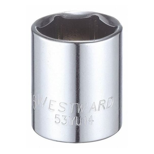 WESTWARD 1/2 in Drive, 15/16" Hex SAE Socket, 6 Points,  Steel, Chrome, 15/16 in