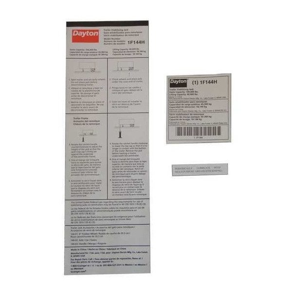 Manufacturer Varies Informational Label MH1F144G