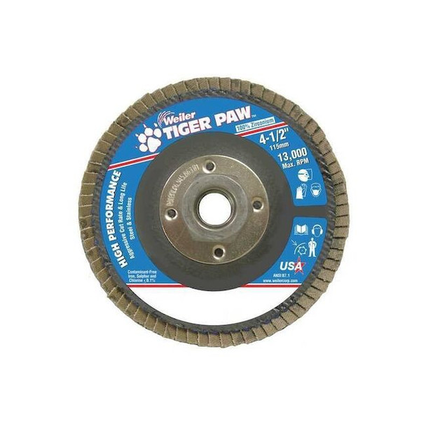 4-1/2" Flap Disc Conical (TY29) Phenolix Backing 60Z 5/8"-11 UNC Nut Pack of 5