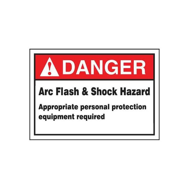 Accuform Label,3-1/2x5,Danger Arc Flash and Shock, LELC132 LELC132