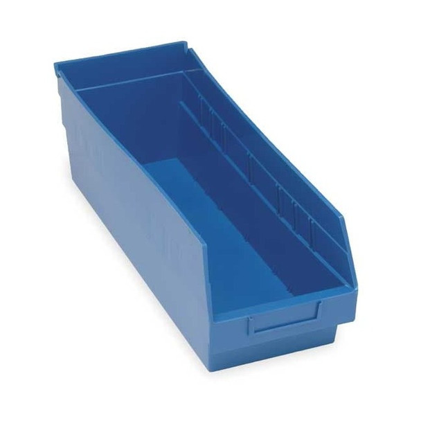 Shelf Storage Bin, Polypropylene, Blue, 6 in H, 8 3/8 in W, 17 7/8 in L