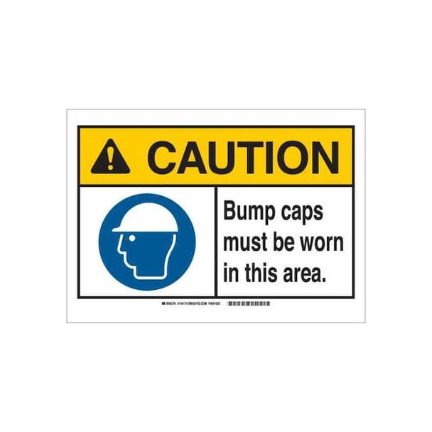 Brady Caution Sign, 7 in Height, 10 in Width, Plastic, Rectangle, English 144173