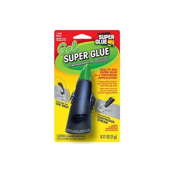 Super Glue Instant Adhesive, Accutool Series, Clear, 0.17 oz, Tube 19026