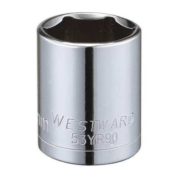 WESTWARD 3/8 in Drive, 18mm Hex Metric, Socket, 6 Points,  Steel, Chrome, 18 mm