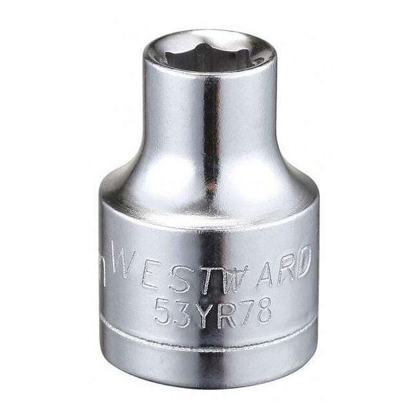 WESTWARD 3/8 in Drive, 6mm Hex Metric, Socket, 6 Points,  Steel, Chrome, 6 mm