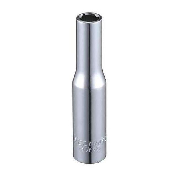 WESTWARD 1/4 in Drive, 7/32" Hex SAE Socket, 6 Points,  Steel, Chrome, 7/32 in