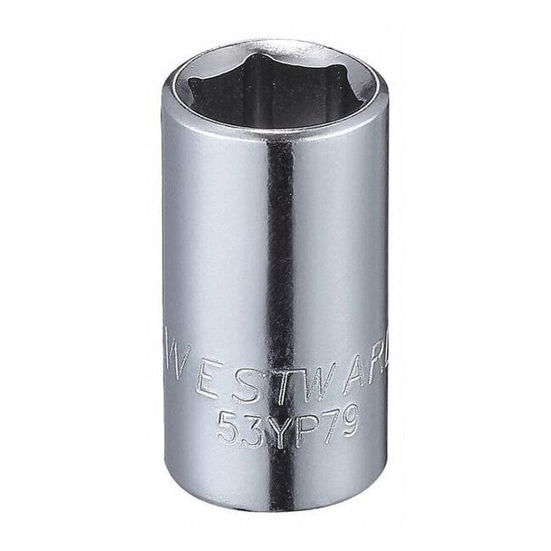 WESTWARD 1/4 in Drive, 5/16" Hex SAE Socket, 6 Points,  Steel, Chrome, 5/16 in