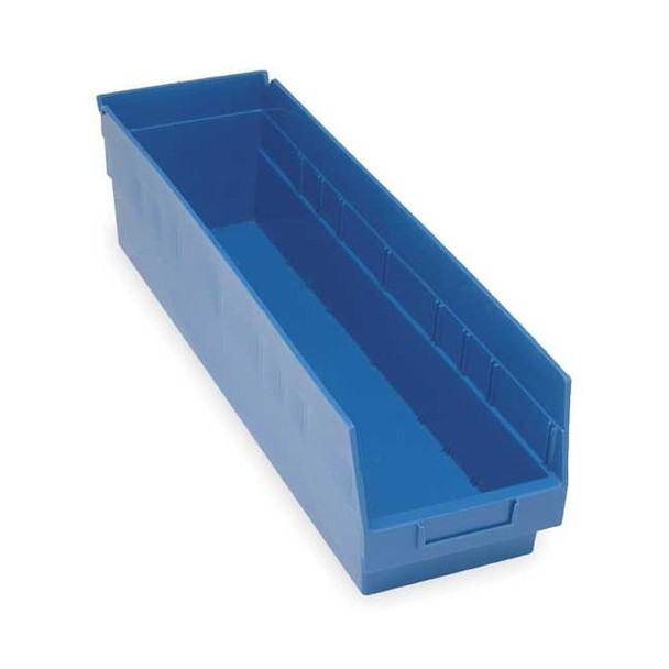 Shelf Storage Bin, Polypropylene, Blue, 6 in H, 6 5/8 in W, 23 5/8 in L