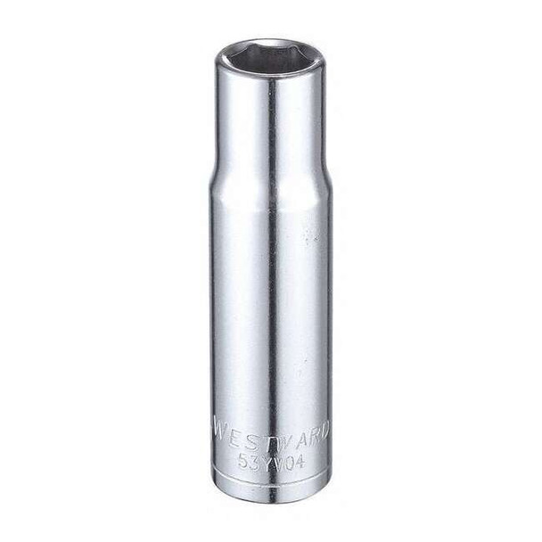 WESTWARD 1/2 in Drive, 13mm Hex Metric, Socket, 6 Points,  Steel, Chrome, 13 mm