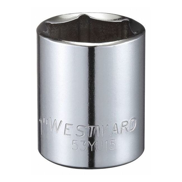 WESTWARD 1/2 in Drive, 1" Hex SAE, Socket, 6 Points,  Steel, Chrome, 1 in