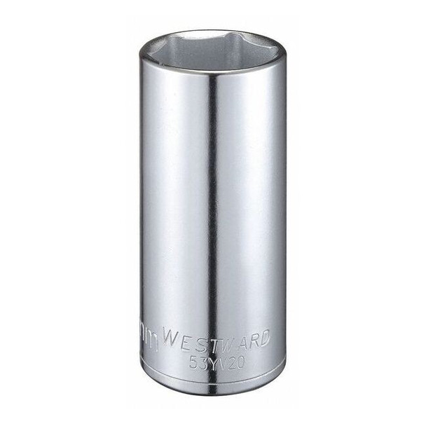 WESTWARD 1/2 in Drive, 29mm Hex Metric Socket, 6 Points,  Steel, Chrome, 29 mm