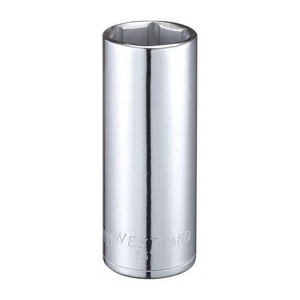 WESTWARD 1/2 in Drive, 25mm Hex Metric, Socket, 6 Points,  Steel, Chrome, 25 mm