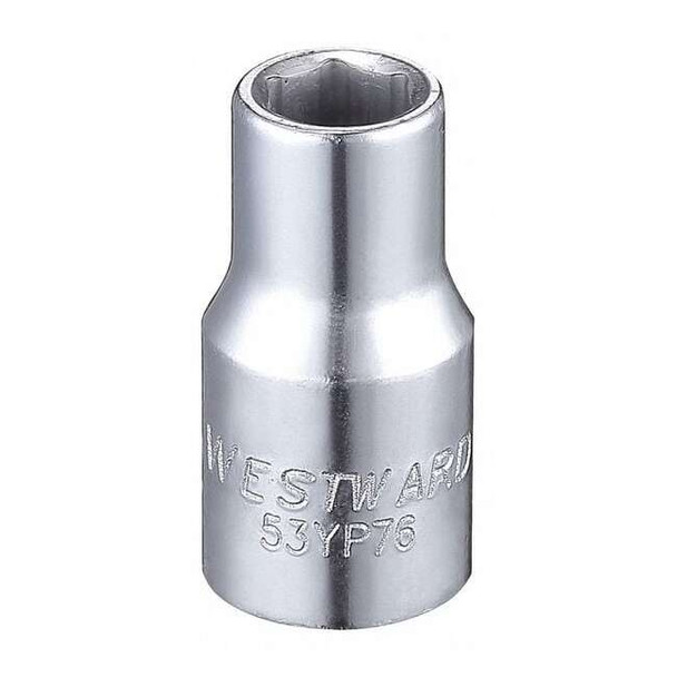 WESTWARD 1/4 in Drive, 7/32" Hex SAE, Socket, 6 Points,  Steel, Chrome, 7/32 in