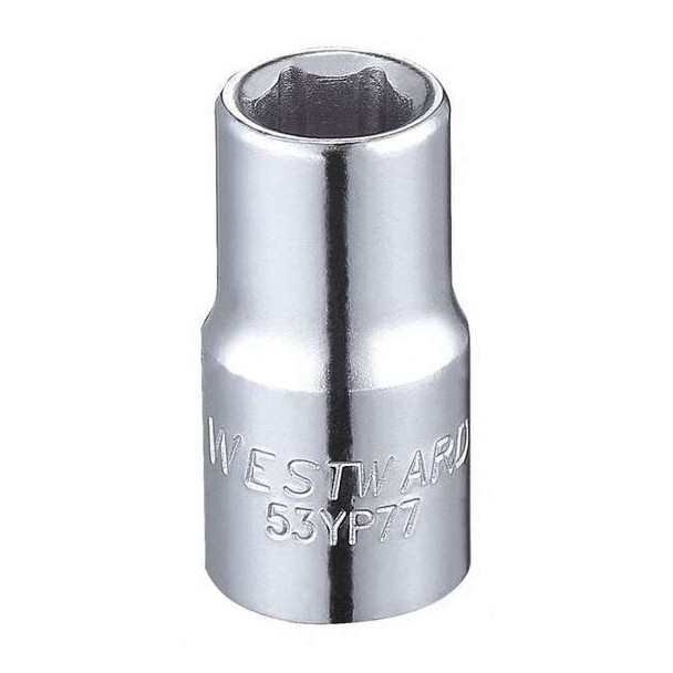WESTWARD 1/4 in Drive, 1/4" Hex SAE, Socket, 6 Points,  Steel, Chrome, 1/4 in