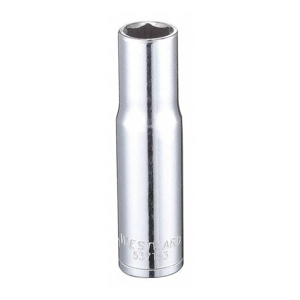 WESTWARD 3/8 in Drive, 10mm Hex Metric, Socket, 6 Points,  Steel, Chrome, 10 mm