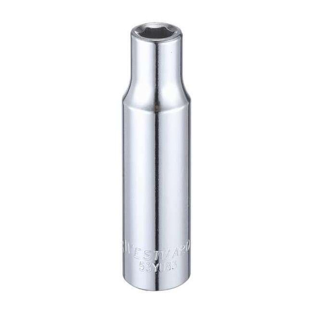 WESTWARD 1/2 in Drive, 3/8" Hex SAE, Socket, 6 Points,  Steel, Chrome, 3/8 in