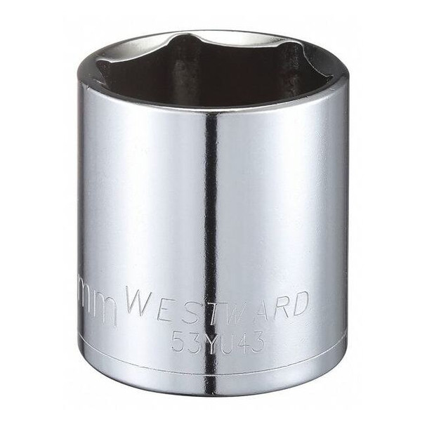 WESTWARD 1/2 in Drive, 32mm Hex Metric Socket, 6 Points,  Steel, Chrome, 32 mm