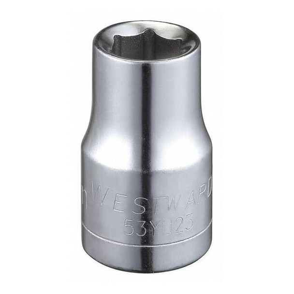 WESTWARD 1/2 in Drive, 11mm Hex Metric, Socket, 6 Points,  Steel, Chrome, 11 mm