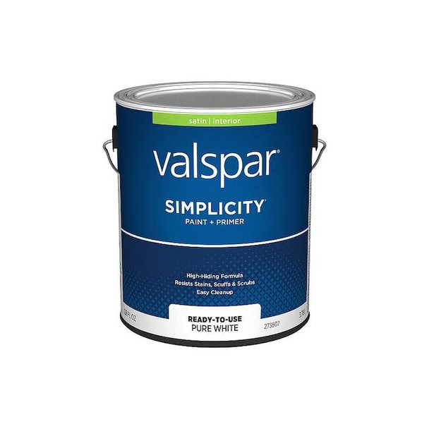 Valspar Exterior Paint,Pure White,1 gal,Satin 027.0001600.007 Pack of 4