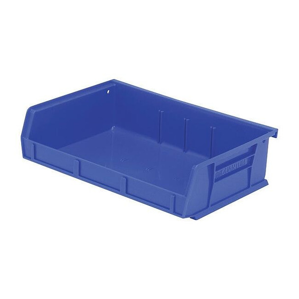 Hang & Stack Storage Bin, polypropylene, Blue, 3 in H, 11 in W, 7 3/8 in L