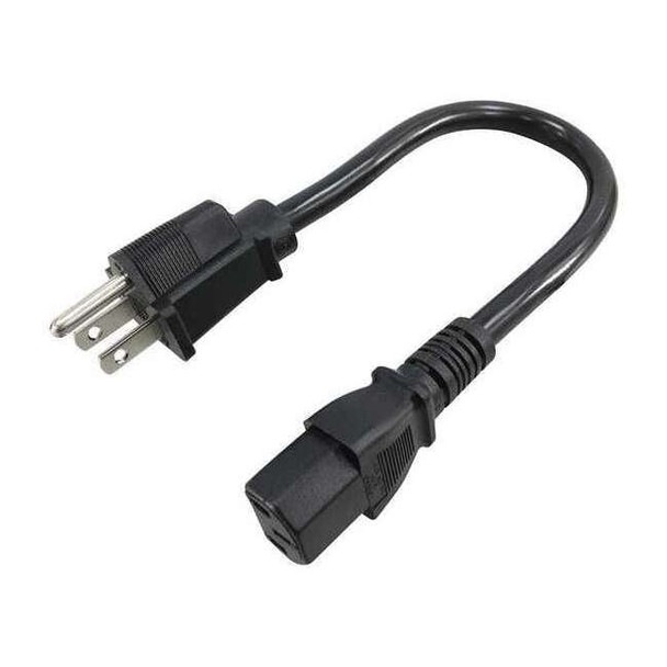 Manufacturer Varies Power Cord, 5-15P, SJT, 1 ft., Blk, 13A, 16/3 5XFN2ID