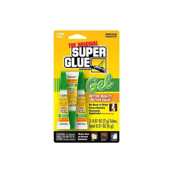 Instant Adhesive, Original Gel Series, Clear, 0.07 oz, Tube 3 PK