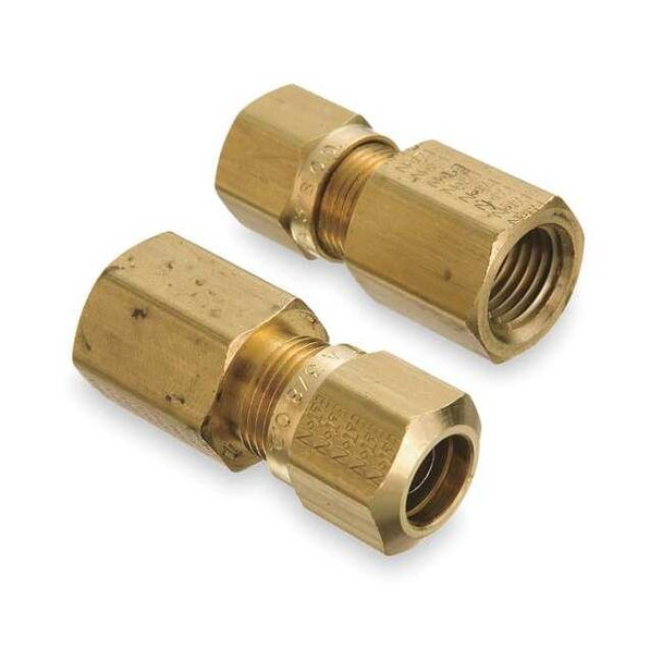 Weatherhead Strt, Brass, Comp. 1/4 in, FNPT 1/4 in 1466X4