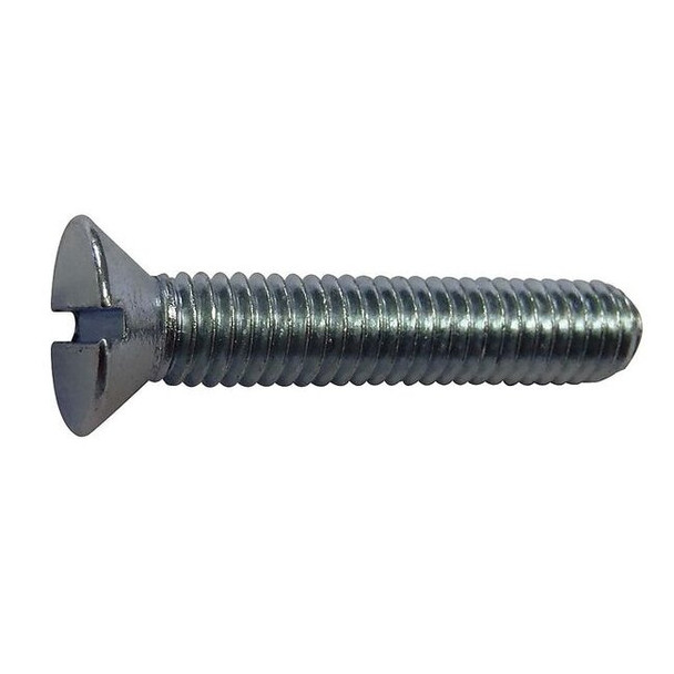 #10-32 x 1-1/2 in Slotted Flat Machine Screw, Zinc Plated Steel, 100 PK