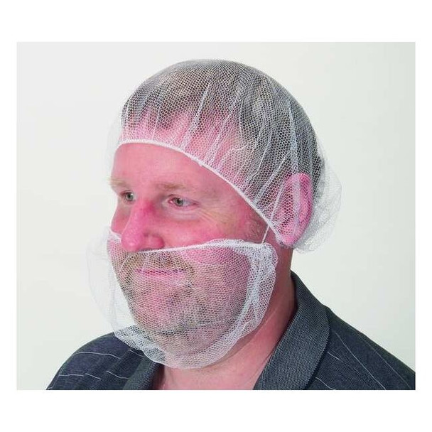 Condor Beard Net Cover, Polyester, White, Size Universal, 100PK 1TTV5