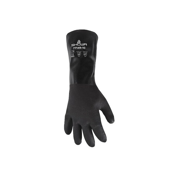 7714R Chemical Resistant Gloves, PVC, 14 in L, 18 mil, Black, L, 1 PR Pack of 12