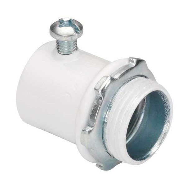 EMT Grounding Connector, 1/2 in, Set Screw, Steel, Painted, White Pack of 50