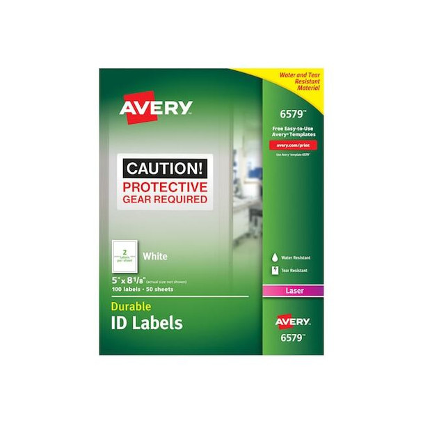 Laser Label, 8 1/8 in Label W, 5 in Label H, 2 Labels per Sheet White Pack of 5