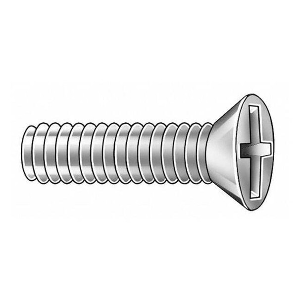 #10-32 x 3/4 in Phillips Flat Machine Screw, Plain Brass, 100 PK