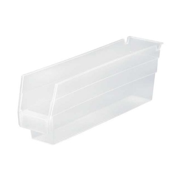 Shelf Storage Bin, Polypropylene, Clear, 4 in H, 2 3/4 in W, 11 5/8 in L